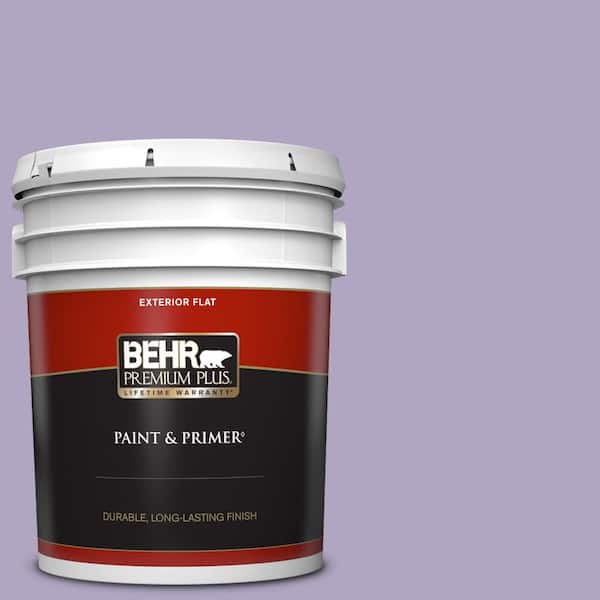 BEHR PREMIUM PLUS 5 gal. #650D-4 Winter Amethyst Flat Exterior Paint & Primer