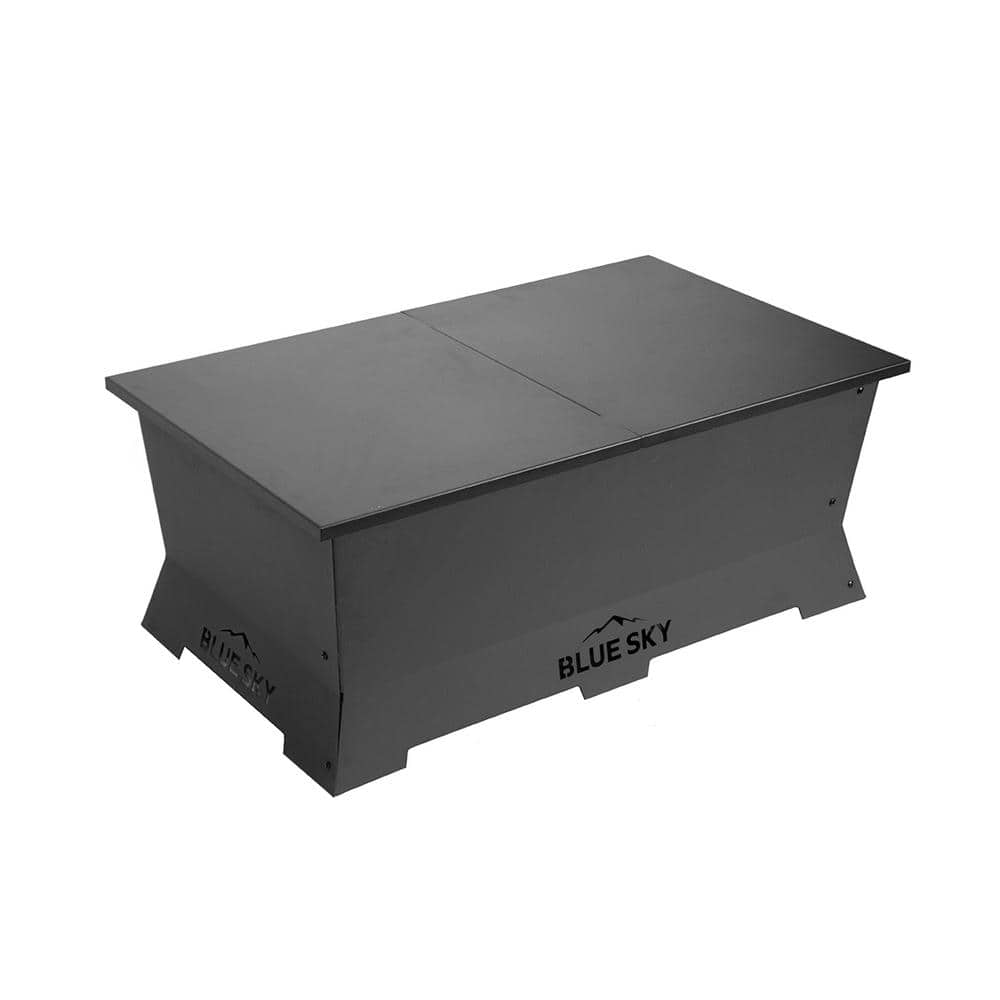 Black Steel Rectangle Fire Pit Lid with Drainage Design