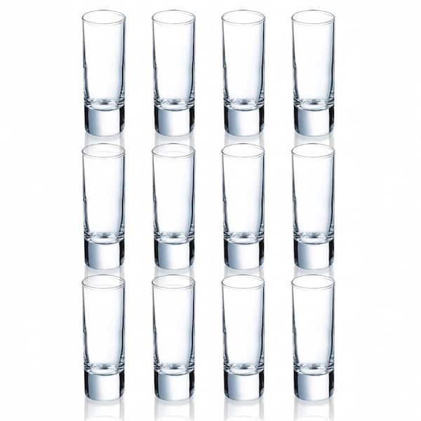 2 oz. Glass Shot Glasses with Heavy Base, Tall for Bars, Kitchen, Whiskey, Tequila, and Vodka, Clear (12-Pack)