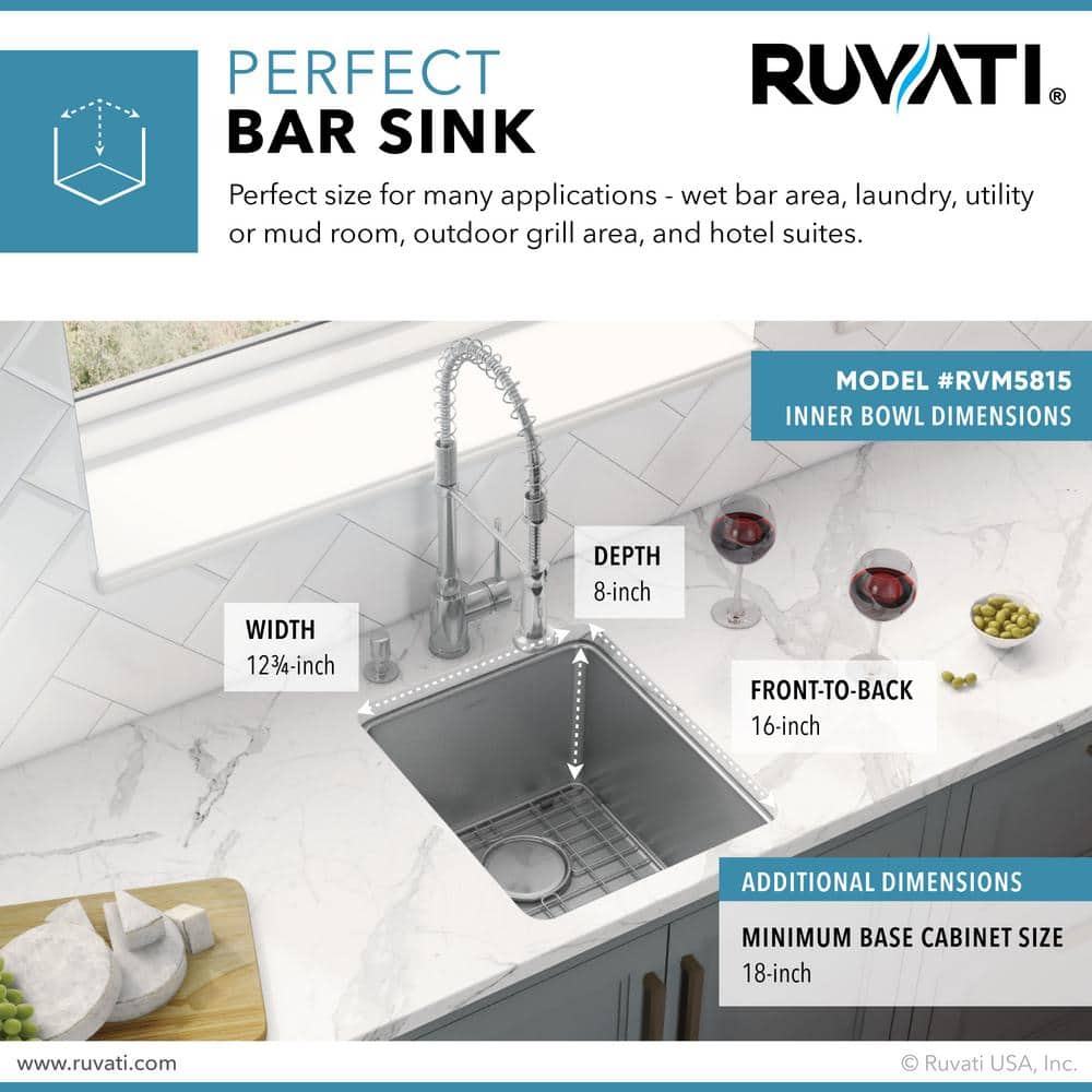 Ruvati 15-inch Stainless Steel Undermount Bar Prep Sink