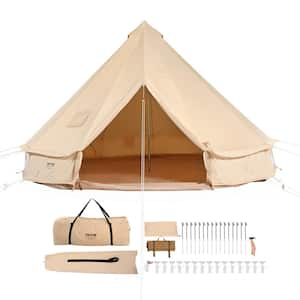 12 Person Canvas Glamping Bell Tent, Breathable Waterproof Large Yurt Tent, 23 ft. x 23 ft. x 137 in. (Diameter 7M)