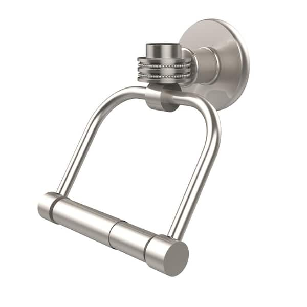 Allied Brass Continental Collection Single Post Toilet Paper Holder with Dotted Accents in Satin Nickel