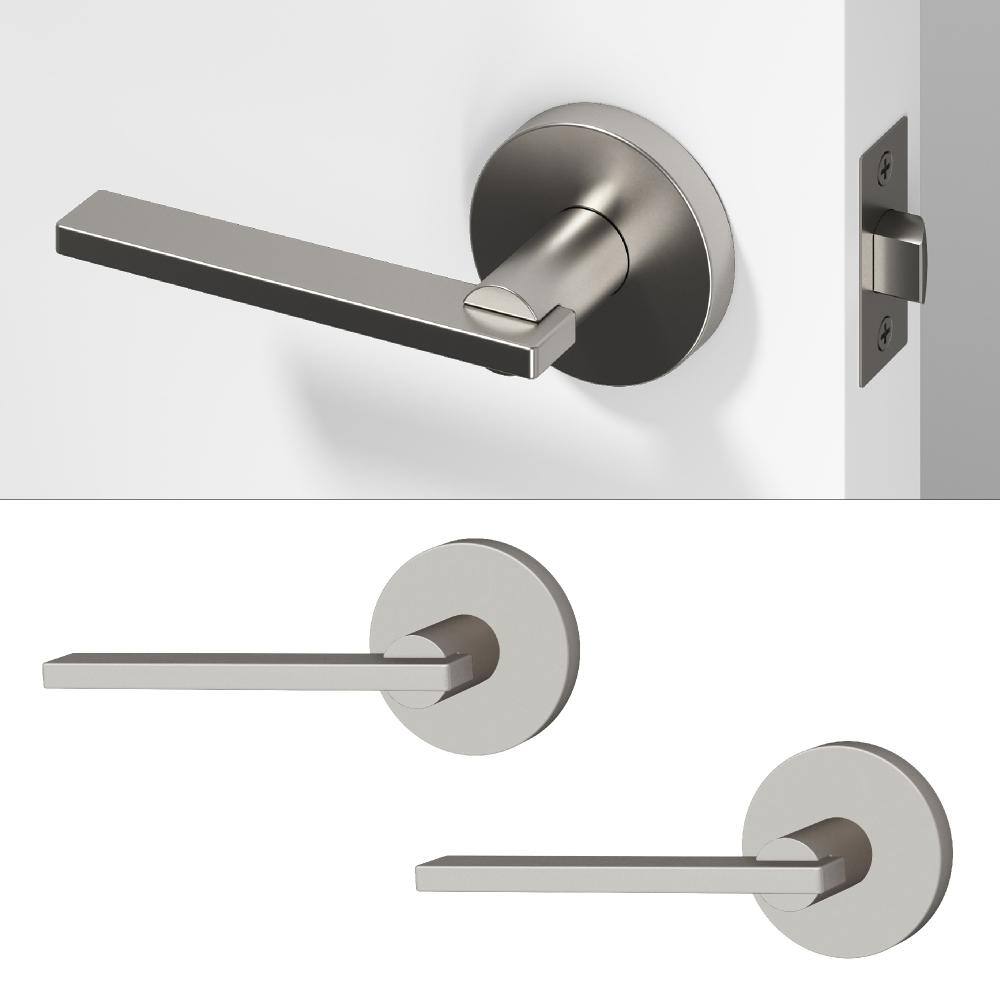 Valli Metal Brushed Nickel Passage Hall/Closet Flat Door Handle with Round Rosette 2-Pack price history on PriceWatchPro