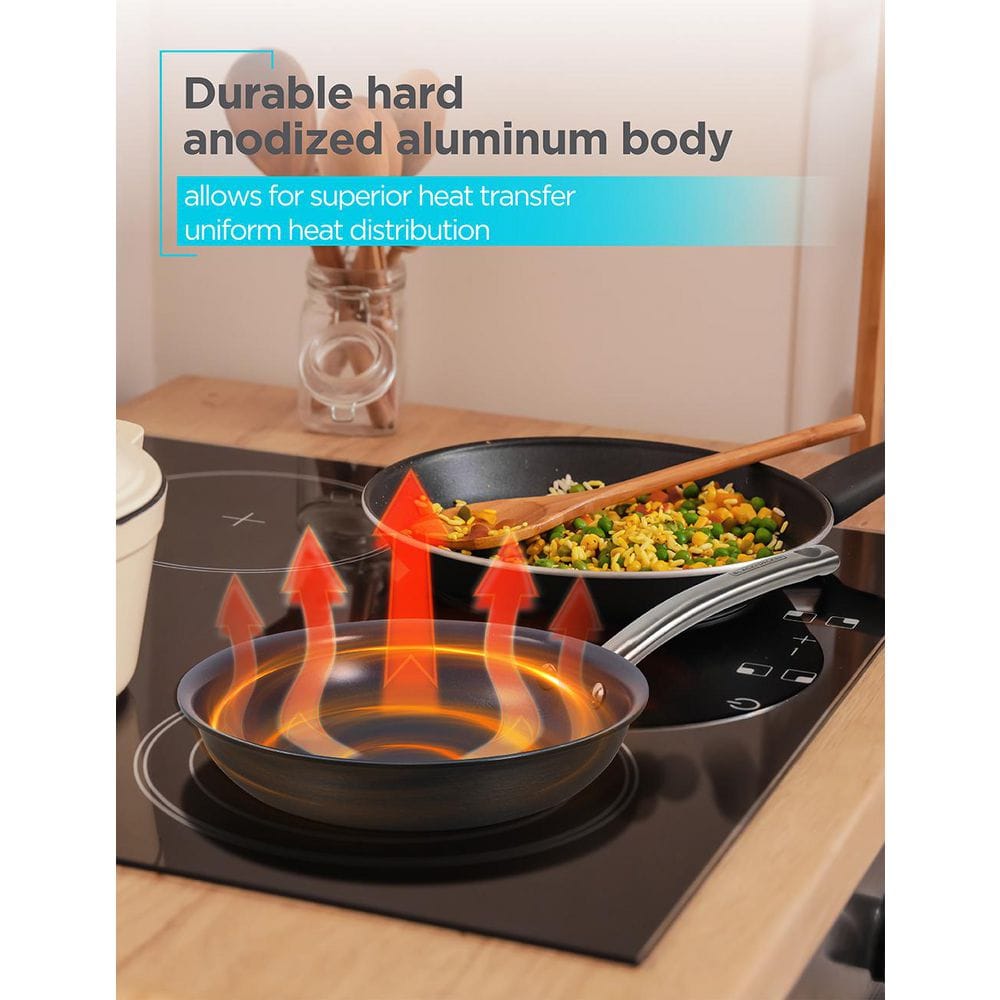 12-Piece Dark Gray Ceramic Non-Stick Aluminum Cookware Set