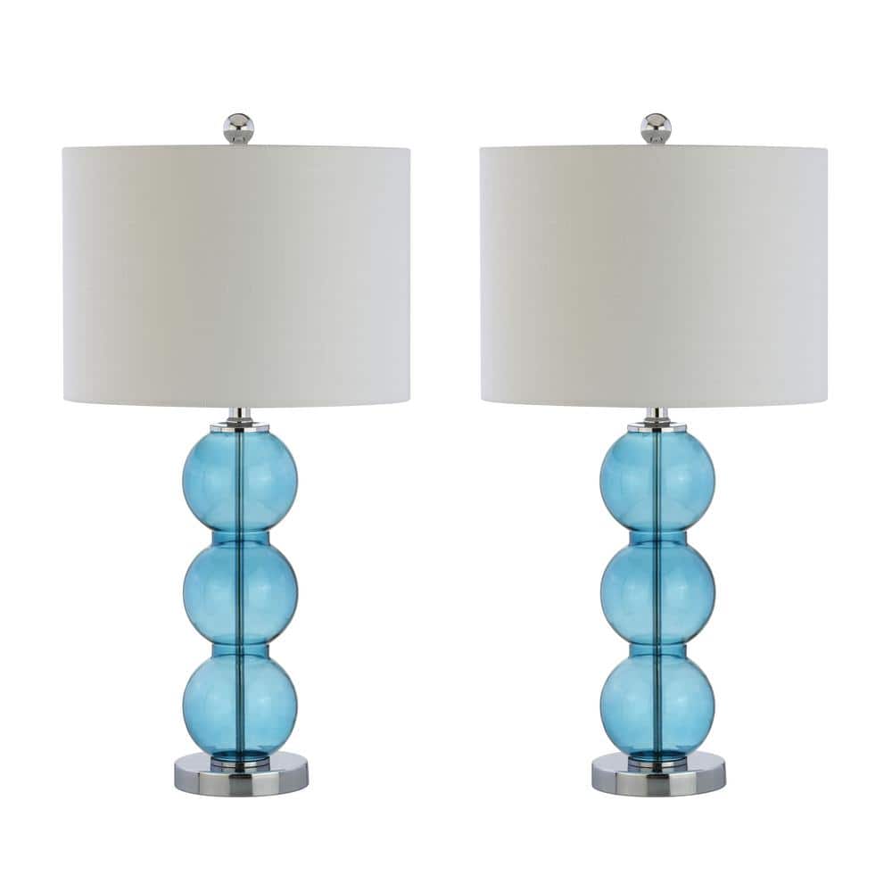 Bella 27" Sky Blue Glass Triple-Sphere Table Lamp Set