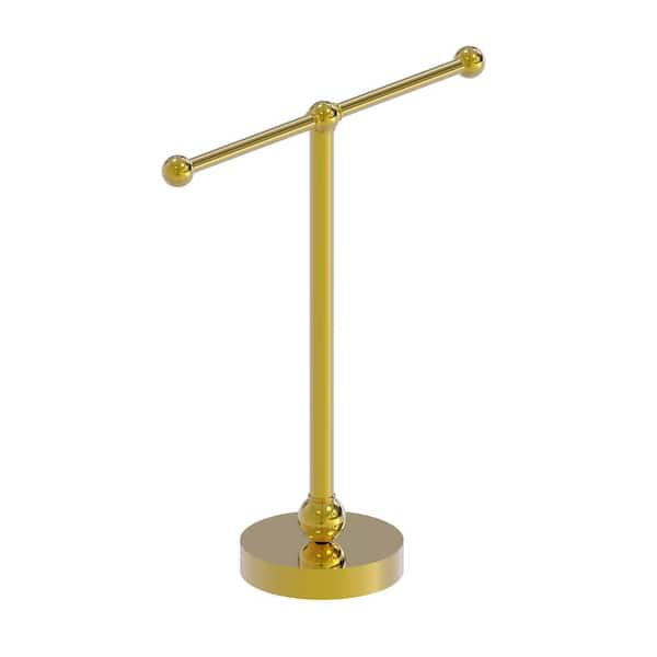 Allied Brass Vanity Top 12 in. Freestanding Double Towel Bar Holder in Polished Brass