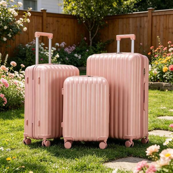Boyel Living 3-Piece Pink ABS Plastic Hardside Spinner Luggage Set