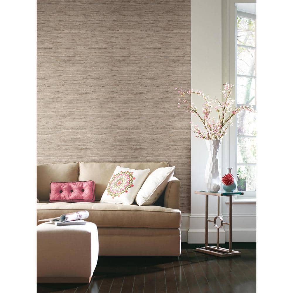 Tan Vinyl Grasscloth Peel and Stick Wallpaper