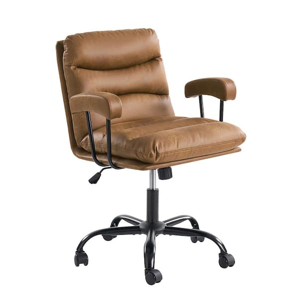JAYDEN CREATION Augustus Modern Faux Leather Ergonomic Swivel Office Chair in Camel with Height Adjustment