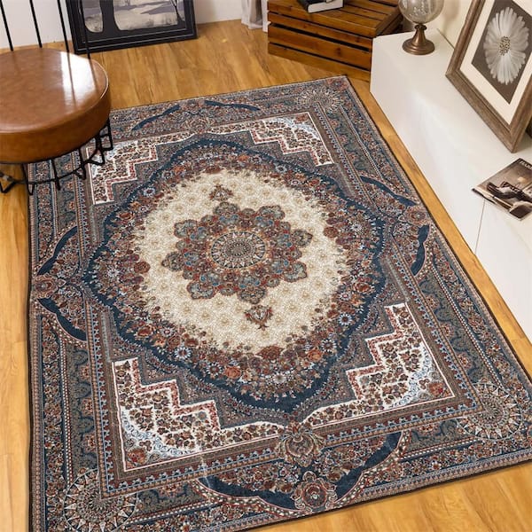 Area Rug 5x7 Vintage Bohemia Large Persian Non-slip Washable Rug