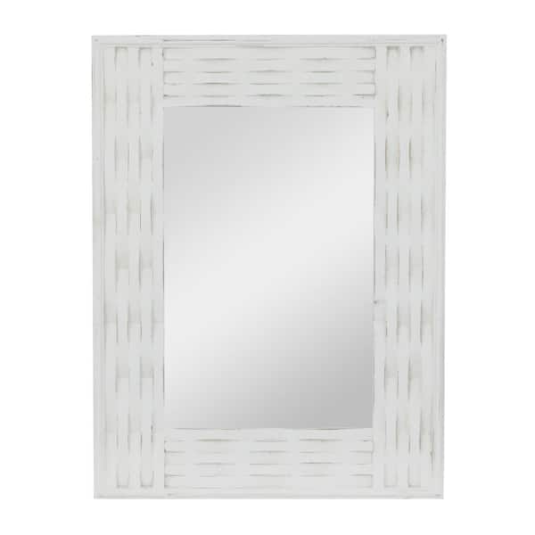 Litton Lane 41 in. x 32 in. Rectangle Framed White Wall Mirror