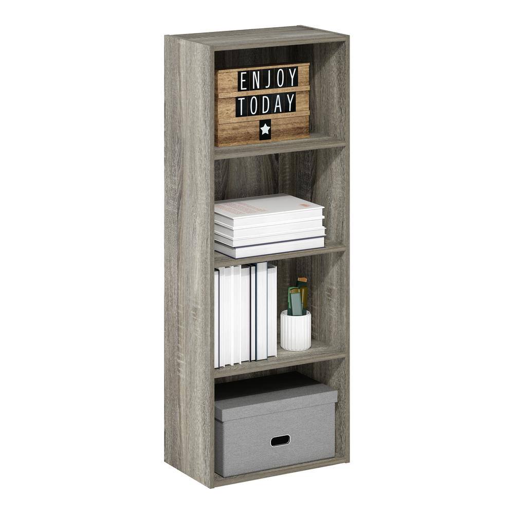 Gray 4-Tier Composite Wood Open Bookcase
