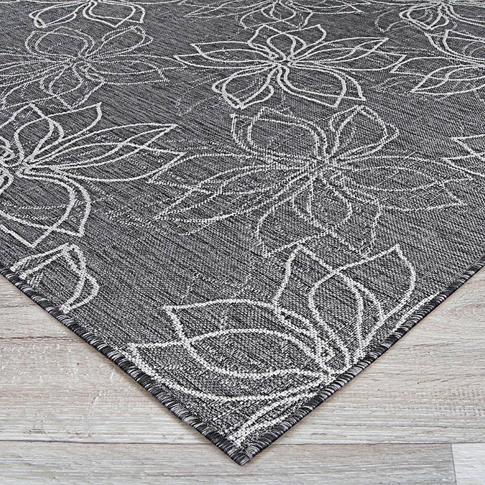 Ash Floral Transitional 5' x 7' Flat Woven Synthetic Area Rug
