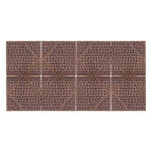 4 in. x 4 in. Hammered Copper Decorative Wall Tile with Diamond Design in Oil Rubbed Bronze (8-Pack)