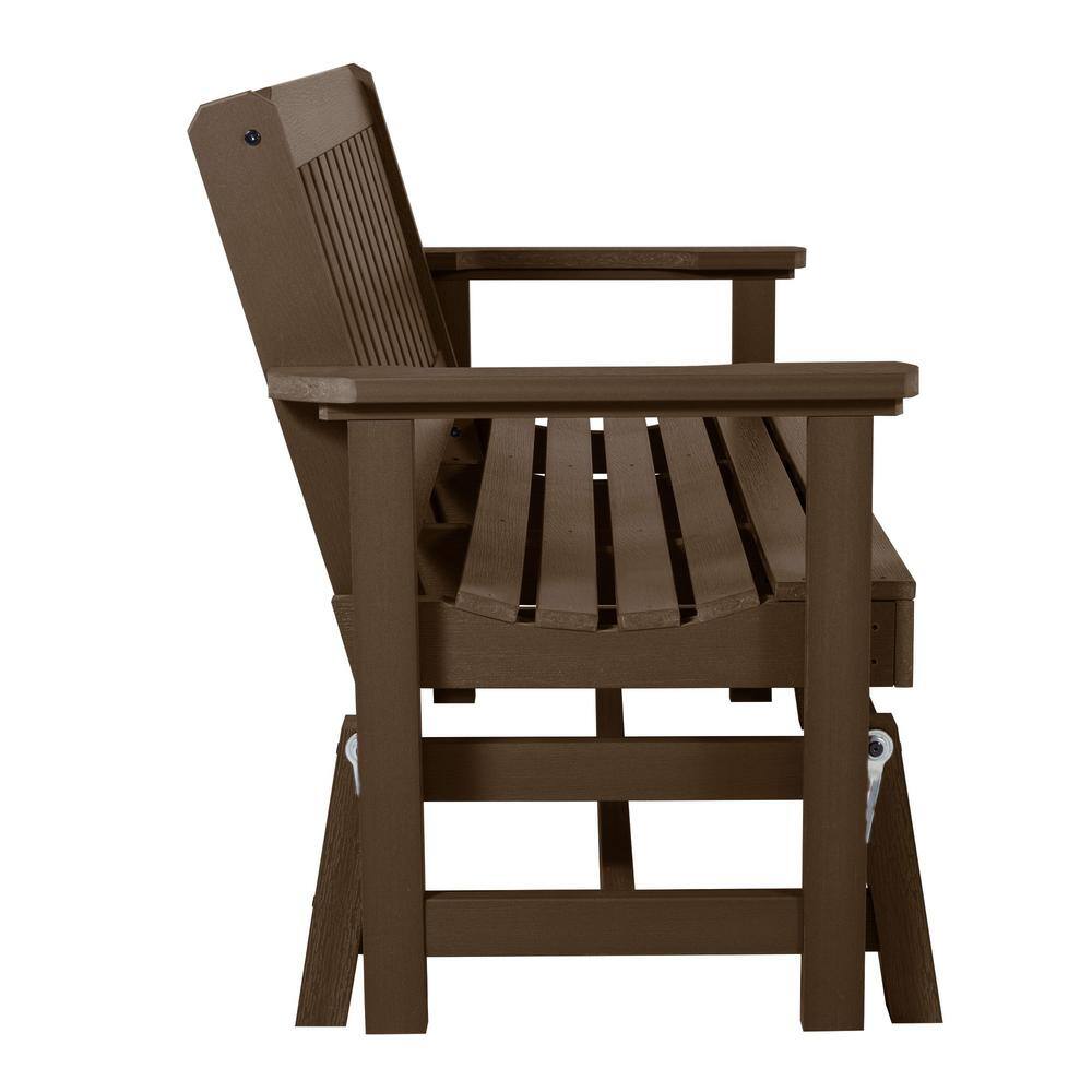 Weathered Acorn Poly Lumber Outdoor Glider Bench