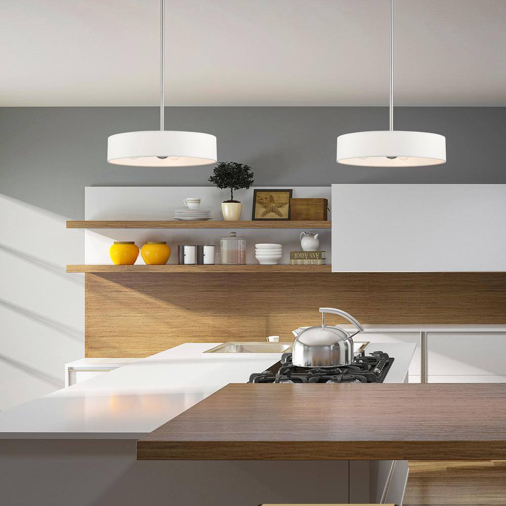 Venlo 14" Brushed Nickel Drum Pendant with LED Lights