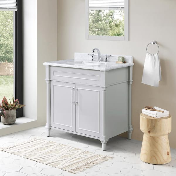 Home Decorators Collection Aberdeen 36 In W X 22 D Single Bath Vanity Dove Grey With Carrara Marble Top White Sink 8103600270 - Home Decorators Collection Email