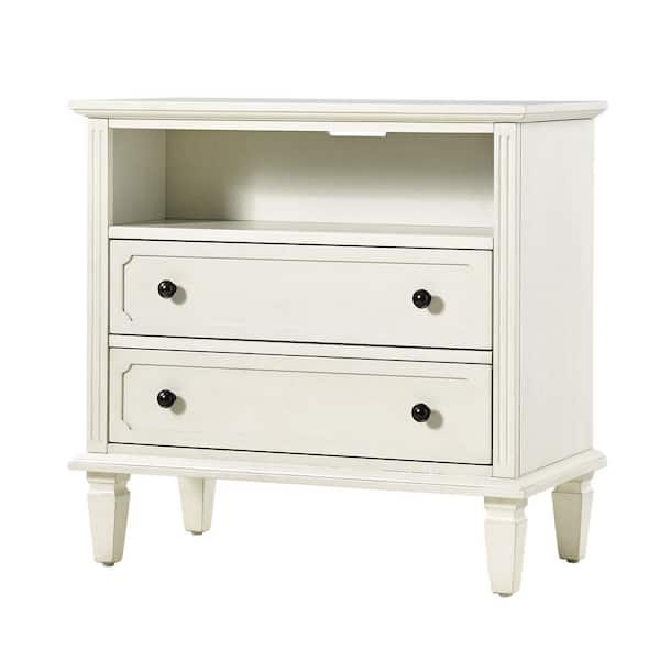 JAYDEN CREATION Juiien Traditional Farmhouse Solid Wood 2 Drawers