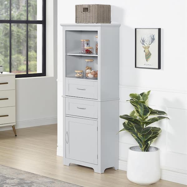 Magic Home 23.63 in. Gray Freestanding Buffet Cupboard Sideboard Kitchen Pantry Storage Display Cabinet for Dining Living Room