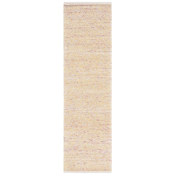 Vermont 2 ft. x 8 ft. Ivory/Gold Knitted Runner Rug
