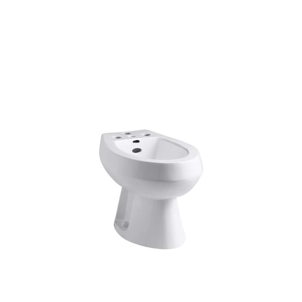 White Vitreous China Floor Mounted Vertical Spray Bidet