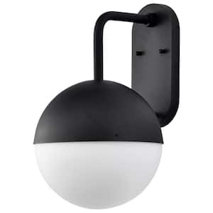 Atmosphere Matte Black Aluminum Hardwired Outdoor Wall Lantern Sconce with Integrated LED