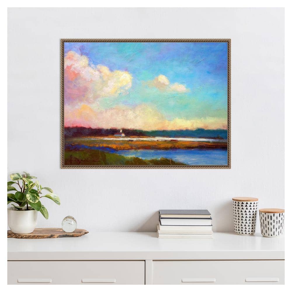 Large Framed Impressionist Nature Vista Canvas Print