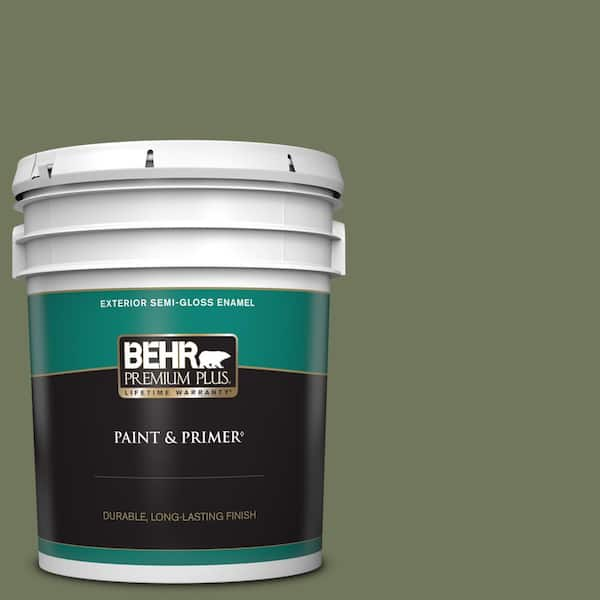 BEHR PREMIUM PLUS 5 gal. #420F-6 Egyptian Nile Semi-Gloss Enamel Exterior Paint & Primer