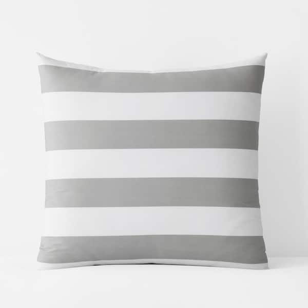 The Company Store Company Essentials Awning Stripe Gray/White Cotton Euro Sham