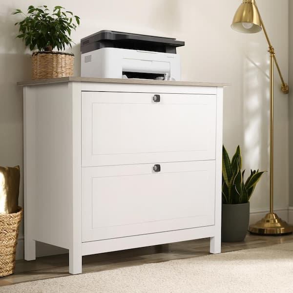 VEIKOUS 2-Drawer White Lateral File Cabinet for Home Office