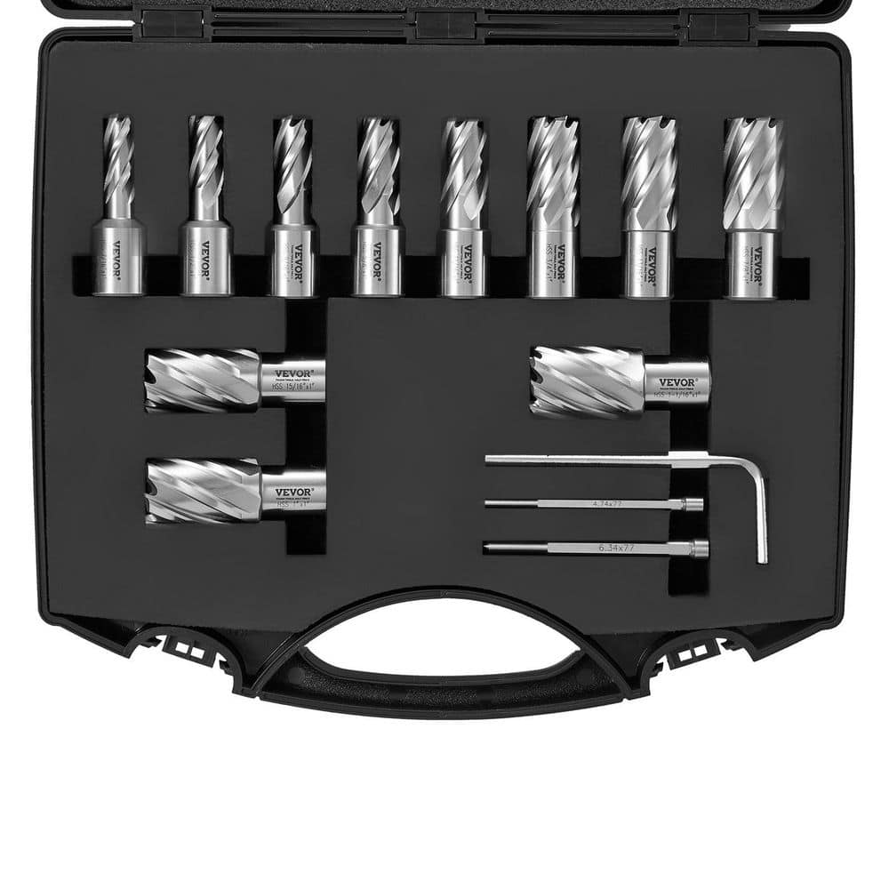 Annular Cutter Set, Steel 13-Piece Weldon Shank Mag Drill Bits, M2AL HSS, 2 Pilot Pins, Hex Wrench and Portable Case price history on PriceWatchPro