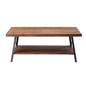 48 " Oak Rectangle Wood Coffee Table with Storage Shelf