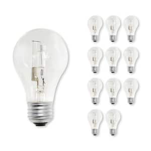 60-Watt Equivalent A19 with Medium Screw Base E26 in Clear Finish Dimmable Soft White 2700K Halogen Light Bulb (12-Pack)