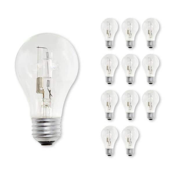 Hollywood udsende kandidat Bulbrite 60-Watt Equivalent A19 with Medium Screw Base E26 in Clear Finish  Dimmable Soft White 2700K Halogen Light Bulb (12-Pack) 860620 - The Home  Depot
