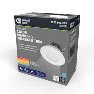 4 in. Round White Slim Look Canless Selectable Color Temperature Dimmable Integrated LED Retrofit Recessed Trim