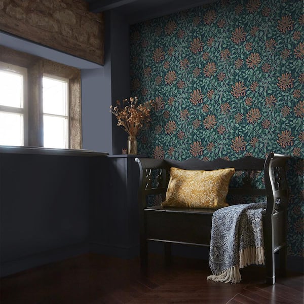 William Morris at Home Honeysuckle Tidewater Blue Wallpaper