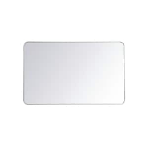 Timeless Home 30 in. W x 48 in. H modern Soft Corner Metal Rectangle White Mirror