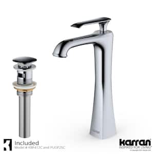 Woodburn Single Handle Single Hole Vessel Bathroom Faucet with Matching Pop-Up Drain in Chrome