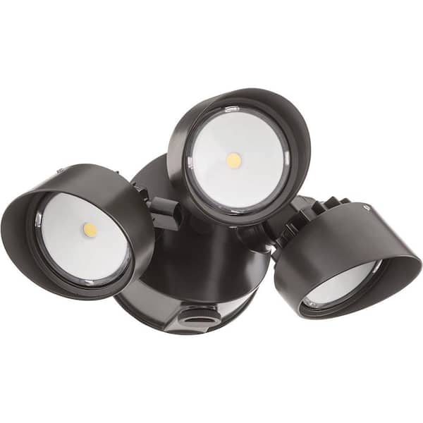 Lithonia Lighting Contractor Select OLF Series 36-Watt Dark Bronze Dusk to Dawn Integrated LED Outdoor 3-Head Flood Light
