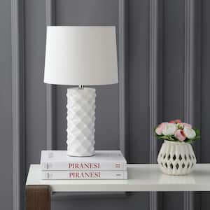 Belford 18.5 in. White Grooved Table Lamp with White Shade