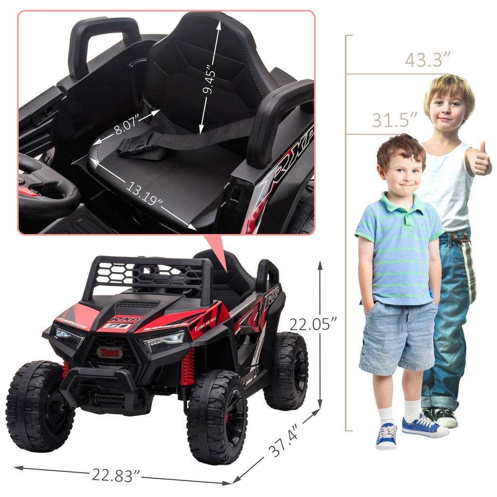 12V Black and Red Kids Off-Road UTV Ride-On