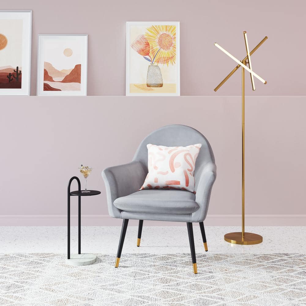 Adjustable Garza 65'' Gold and White Contemporary Floor Lamp