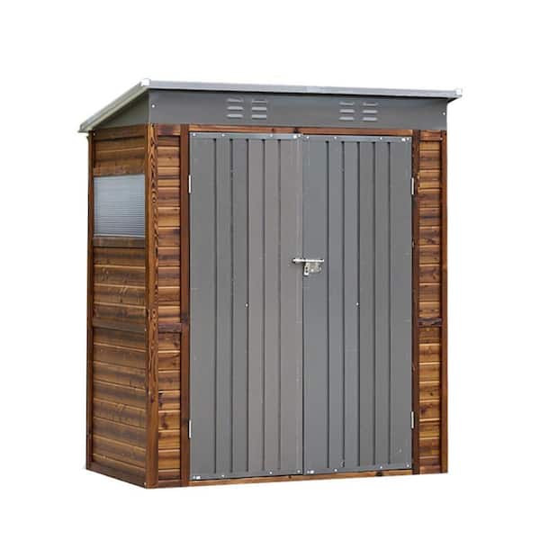 5 ft. W x 3 ft. D Outdoor Storage Iron-Wood Shed with Vents, Windows, Roof and Doors (15 sq. ft.)