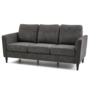 73 in. Flared Arm 3-Seater Removable Cushions Sofa in Charcoal