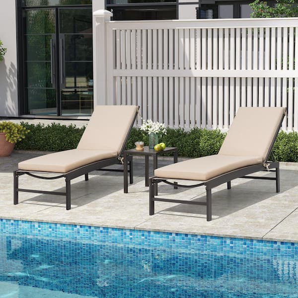 Crestlive Products 71 x 21 x 2.75 in. 2-Pieces Outdoor Chaise Lounge Cushions Water-Resistant Patio Chair Cushions with 4-Ties in Beige