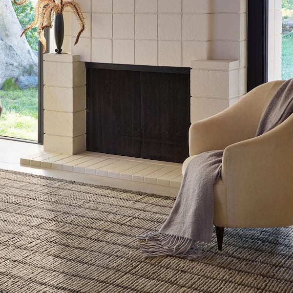 Eva Block Stripe Wool Area Brown 4 ft. x 6 ft. Indoor Area Rug