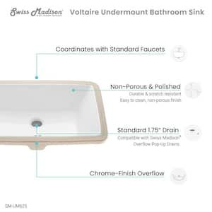 Voltaire 21 in. Rectangular Undermount Bathroom Sink in Glossy White