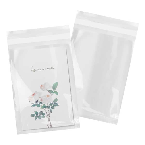 200-Count 5 x 7 in. Self Sealing Resealable Clear Poly Cello Bags for Cards Envelopes Bakery Treats
