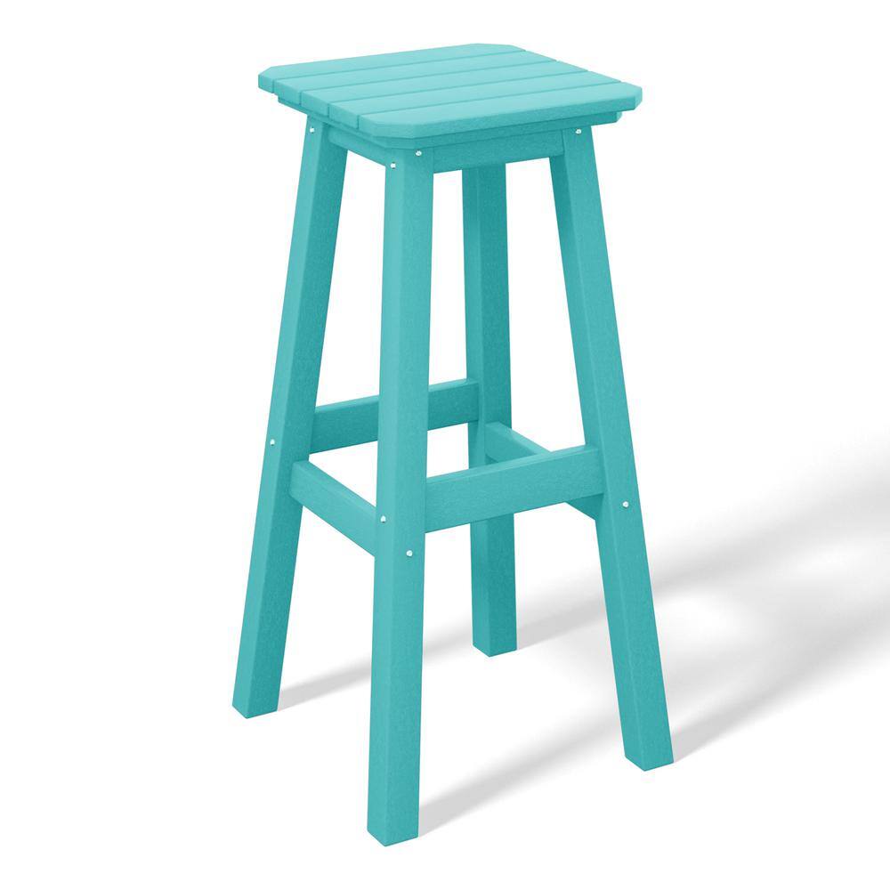 Laguna 29 in. HDPE Plastic All Weather Backless Square Seat Bar Height Outdoor Bar Stool in Turquoise price history on PriceWatchPro