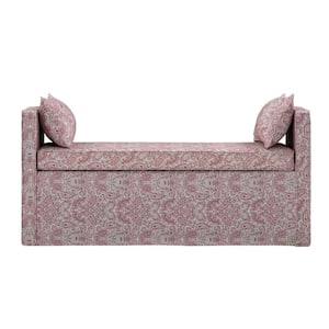 Amelia Red 52.8 in. 100% Linen Bedroom Bench Backless Upholstered